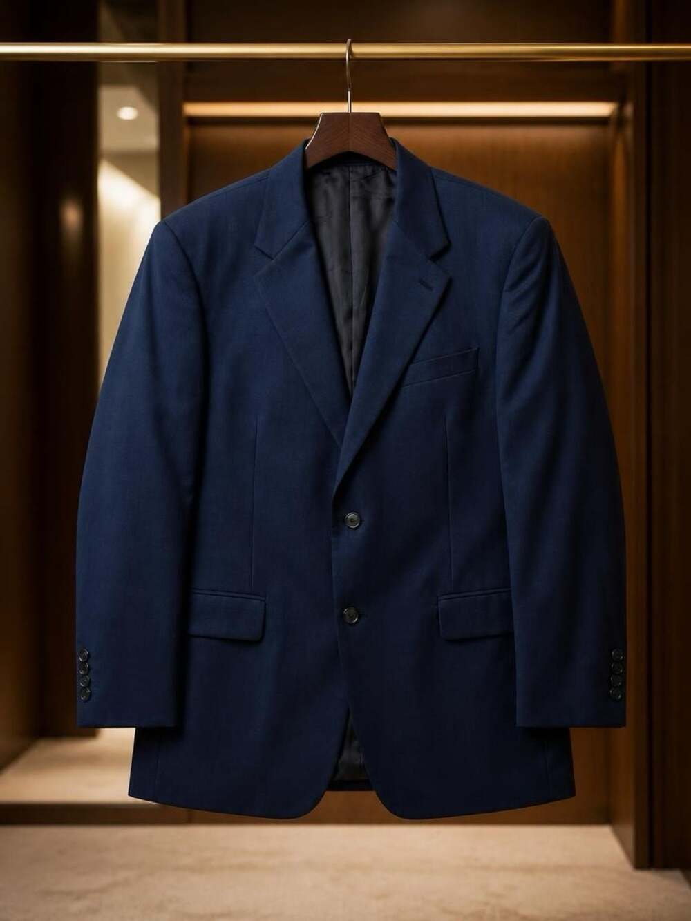 Lauren Ralph Lauren Men's Navy Blue 100% Wool Suit Jacket